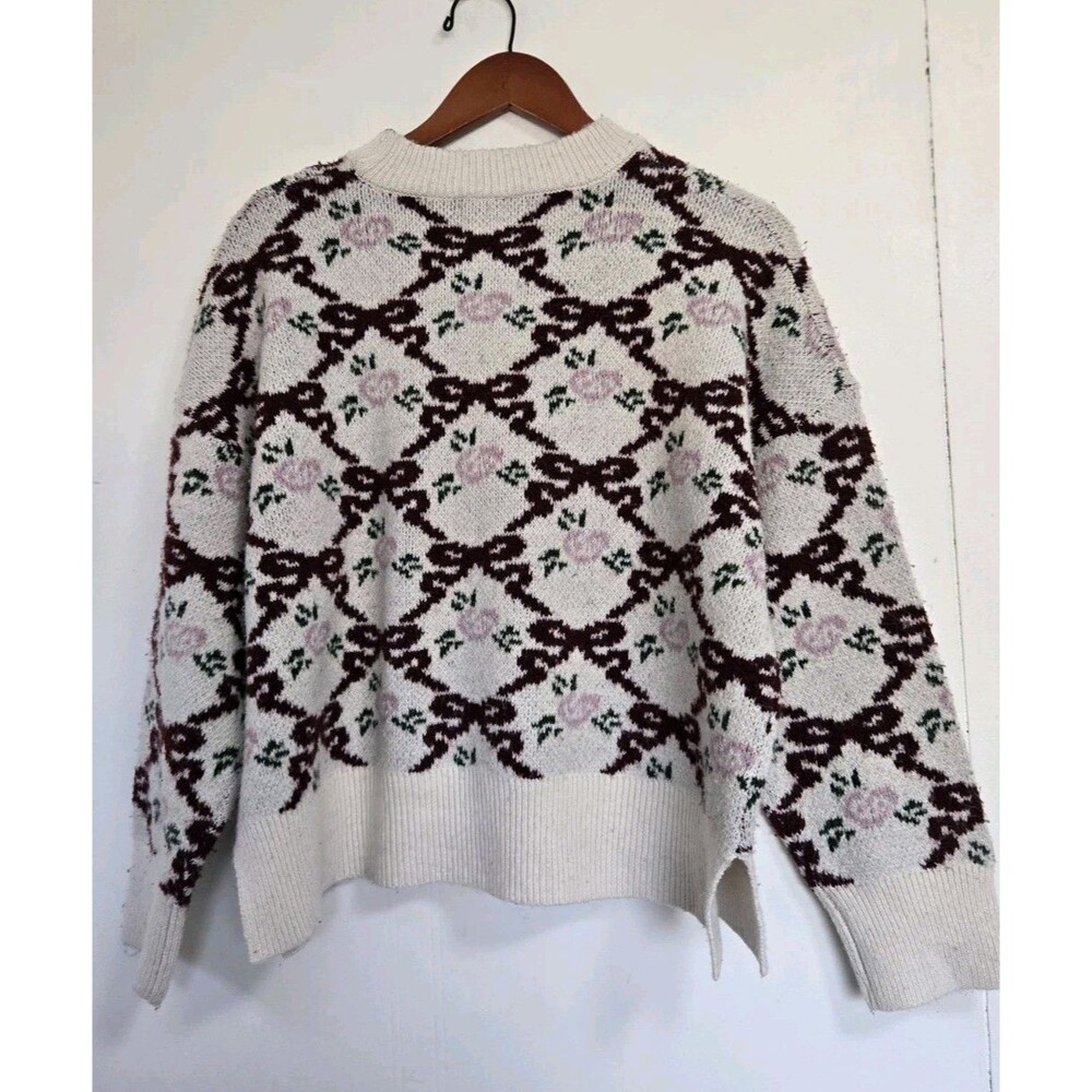 Sincerly Jules Sweater Womens S Floral Roses Boho Cottagecore Granola Romantic - Picture 5 of 8